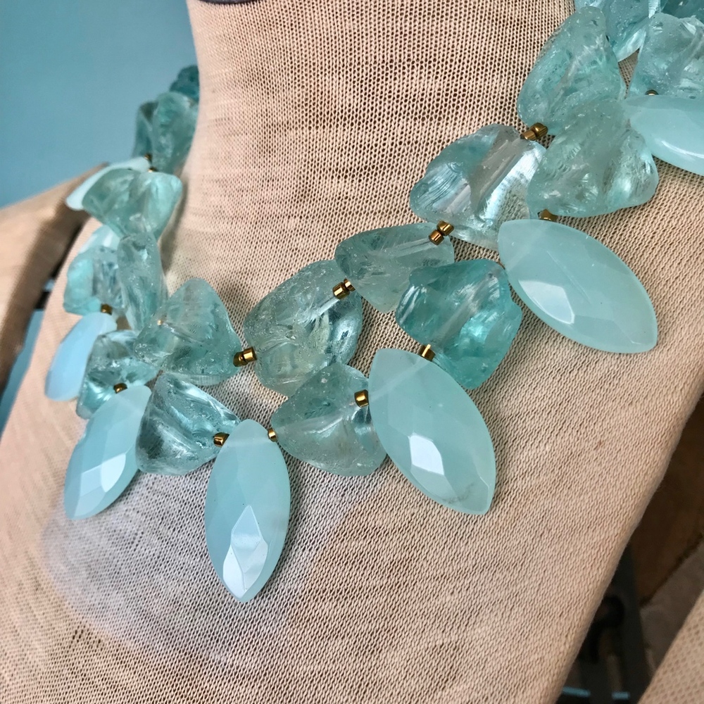 Mint Turquoise Chunky Collar Statement Necklace - image 4